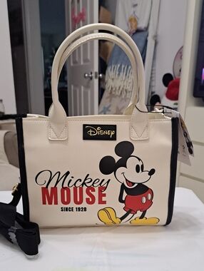 Disney Cream Mickey Mouse Satchel with Red and Yellow Accents